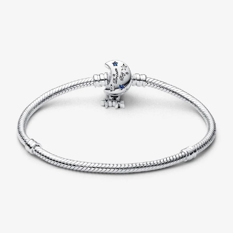 PANDORA : Pandora Moments Sparkling Moon Clasp Snake Chain Bracelet