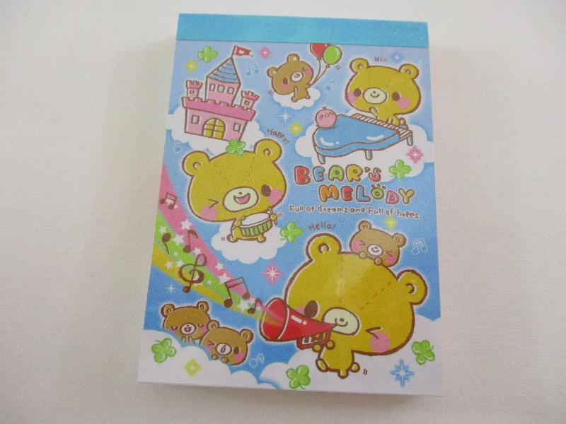 Cute Kawaii VHTF Crux Bear Melody Mini Notepad / Memo Pad - Stationery Designer Paper Collection