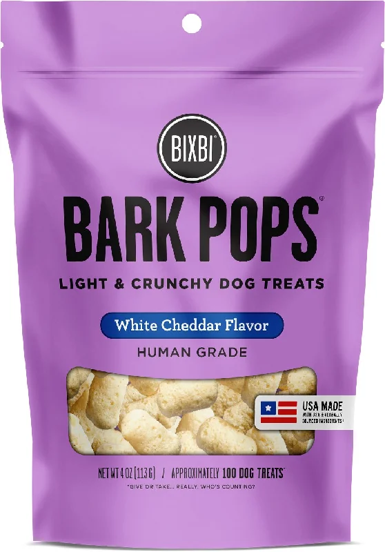 BIXBI Bark Pops Human Grade White Chedder Flavor Light & Crunchy Dog Treats - 4 oz