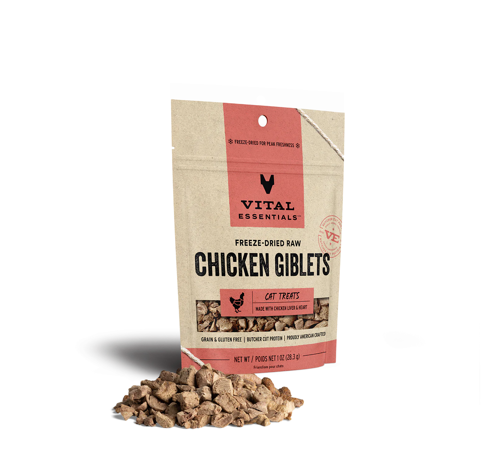 Vital Essentials Freeze Dried Chicken Giblets Cat Treat - 1.0 oz.