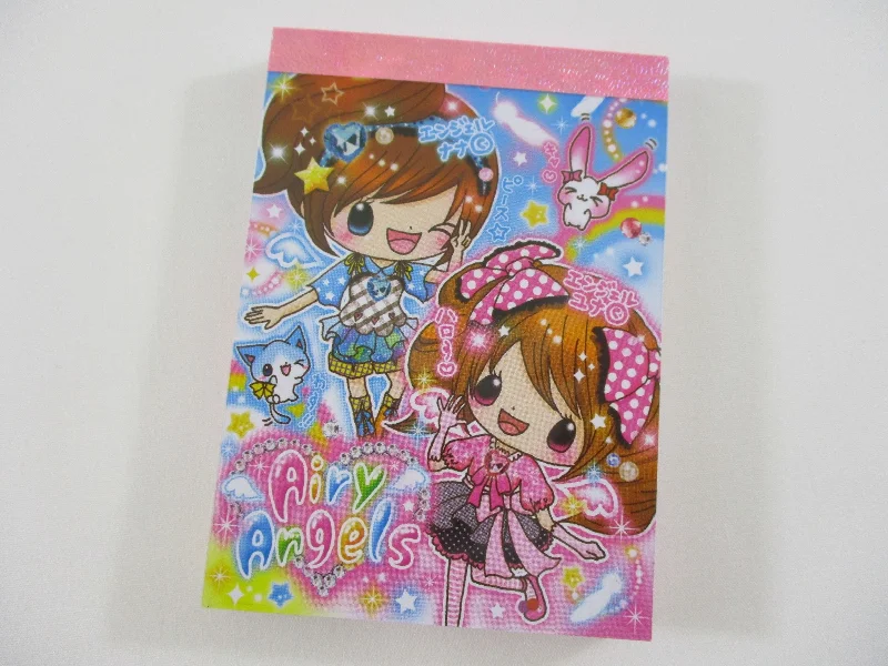 Cute Kawaii Kamio Girl Friend Best Friend Airy Angels Mini Notepad / Memo Pad - Stationery Design Writing Collection