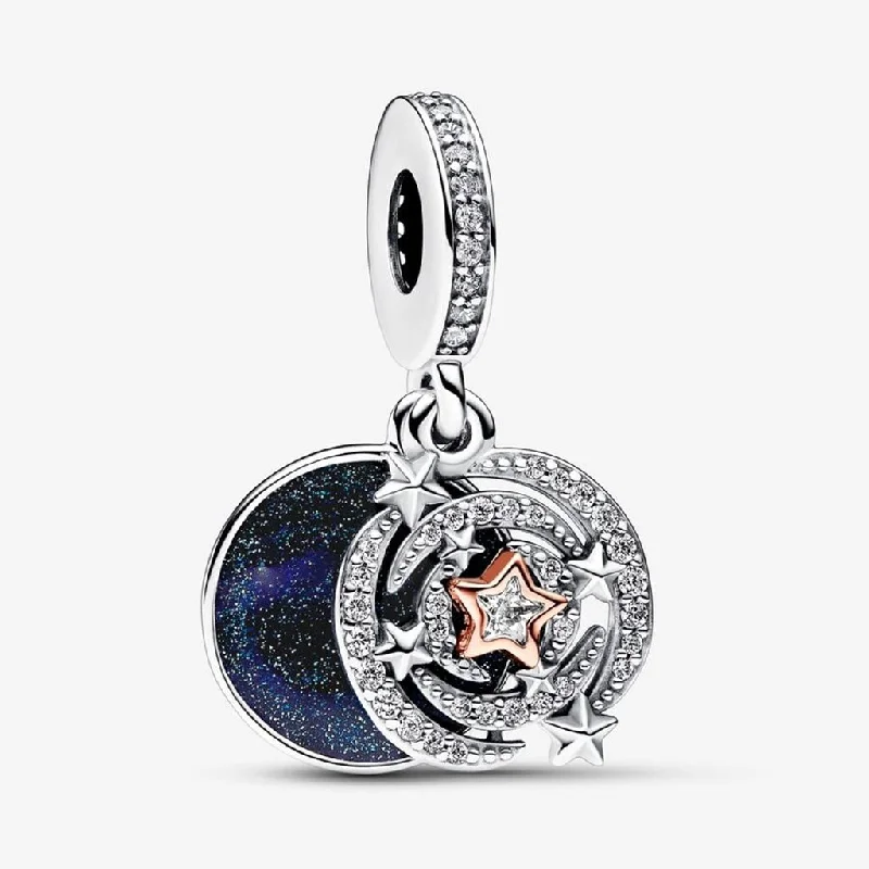 PANDORA : Two-tone Shooting Star Double Dangle Charm