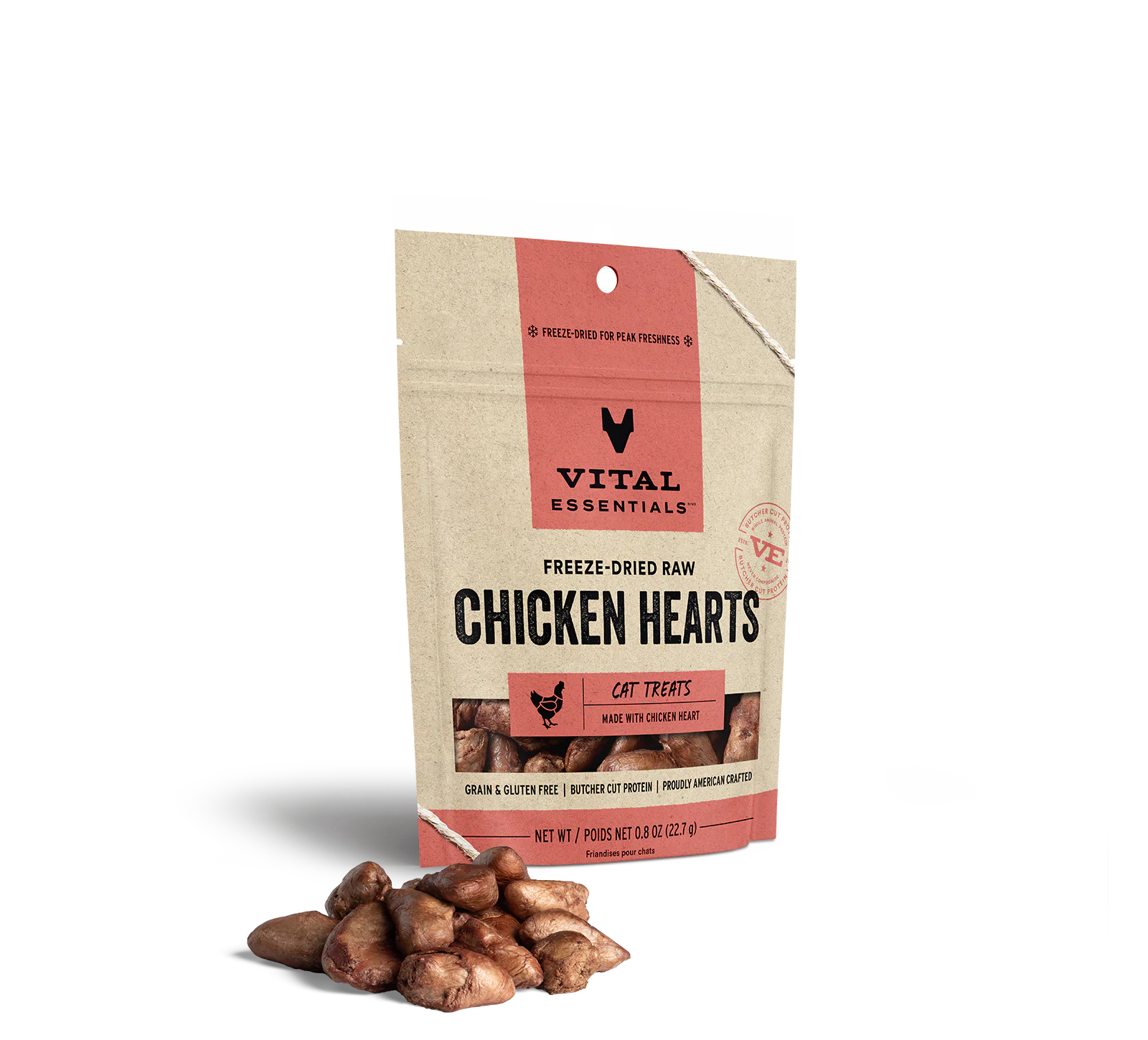 Vital Essentials Freeze Dried Chicken Heart Cat Treat - 0.8 oz.