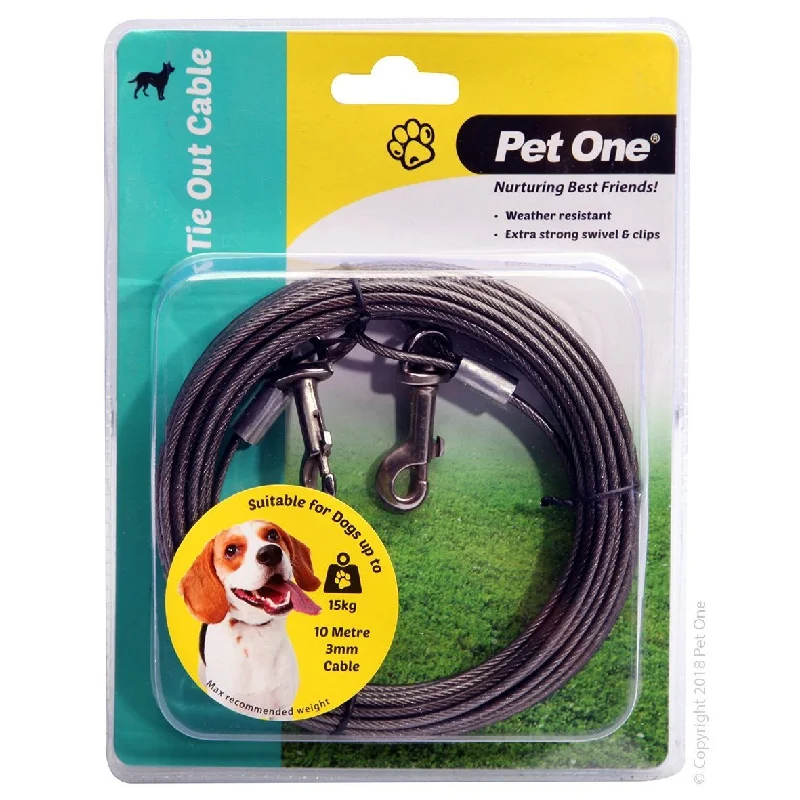 Pet One Tie Out Cable 10M (3Mm) For Dogs Up To 15Kg