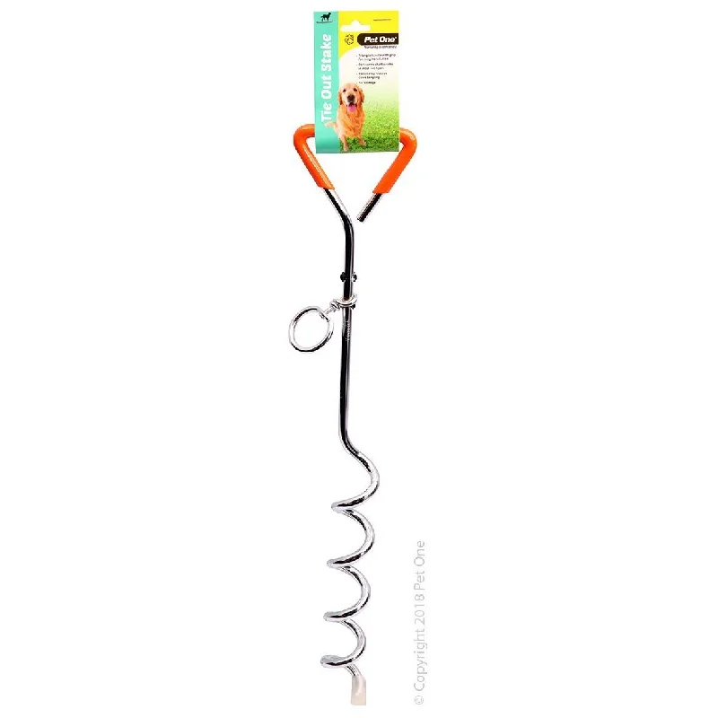 Pet One Tie Out Stake With Plastic Handle 45Cmx8Mm